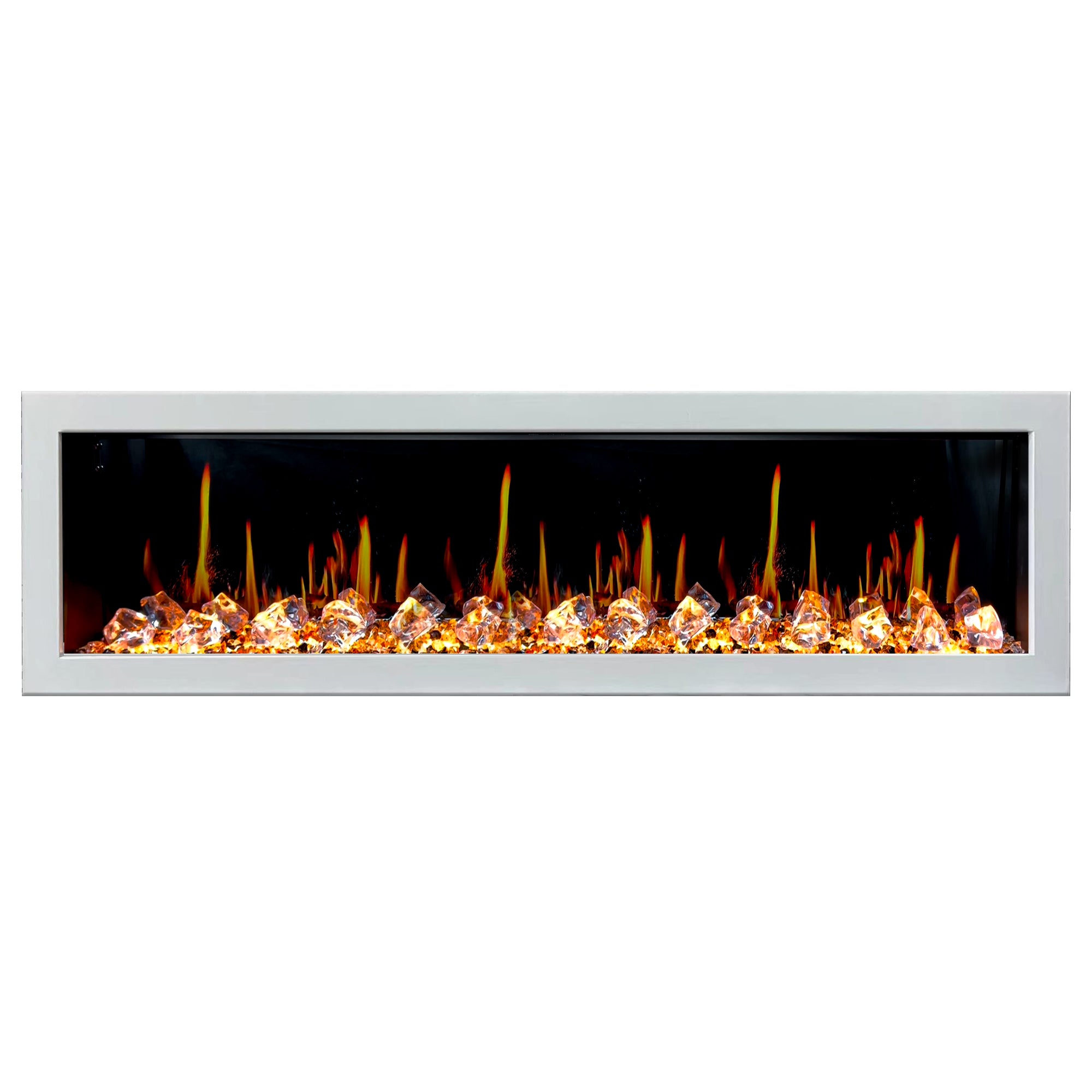 Litedeer Homes Glora II Seamless Push-in with Crushed Ice Rock Electric Fireplace