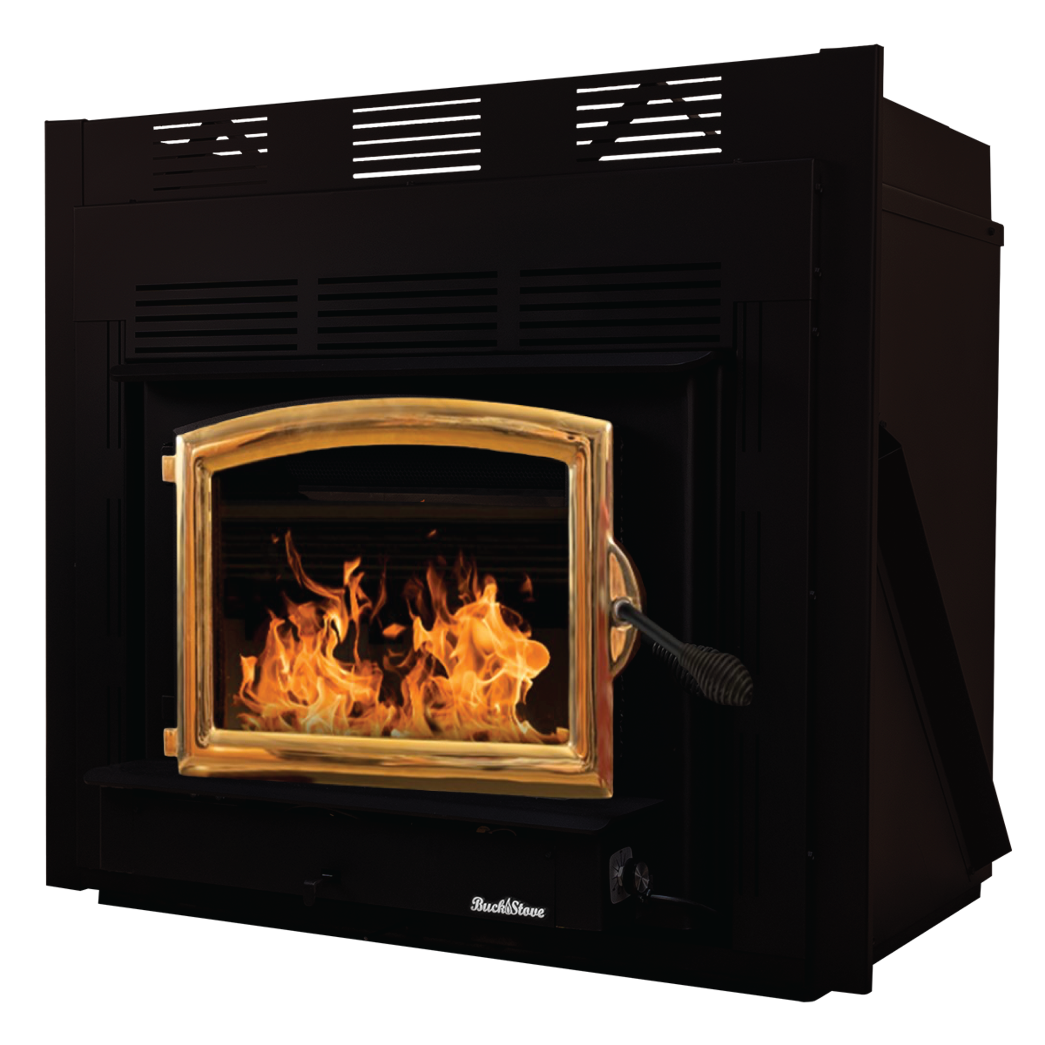 Model Zero-Clearance 74 Non-Catalytic Wood Stove with Gold Door & Standard Blower Assembly