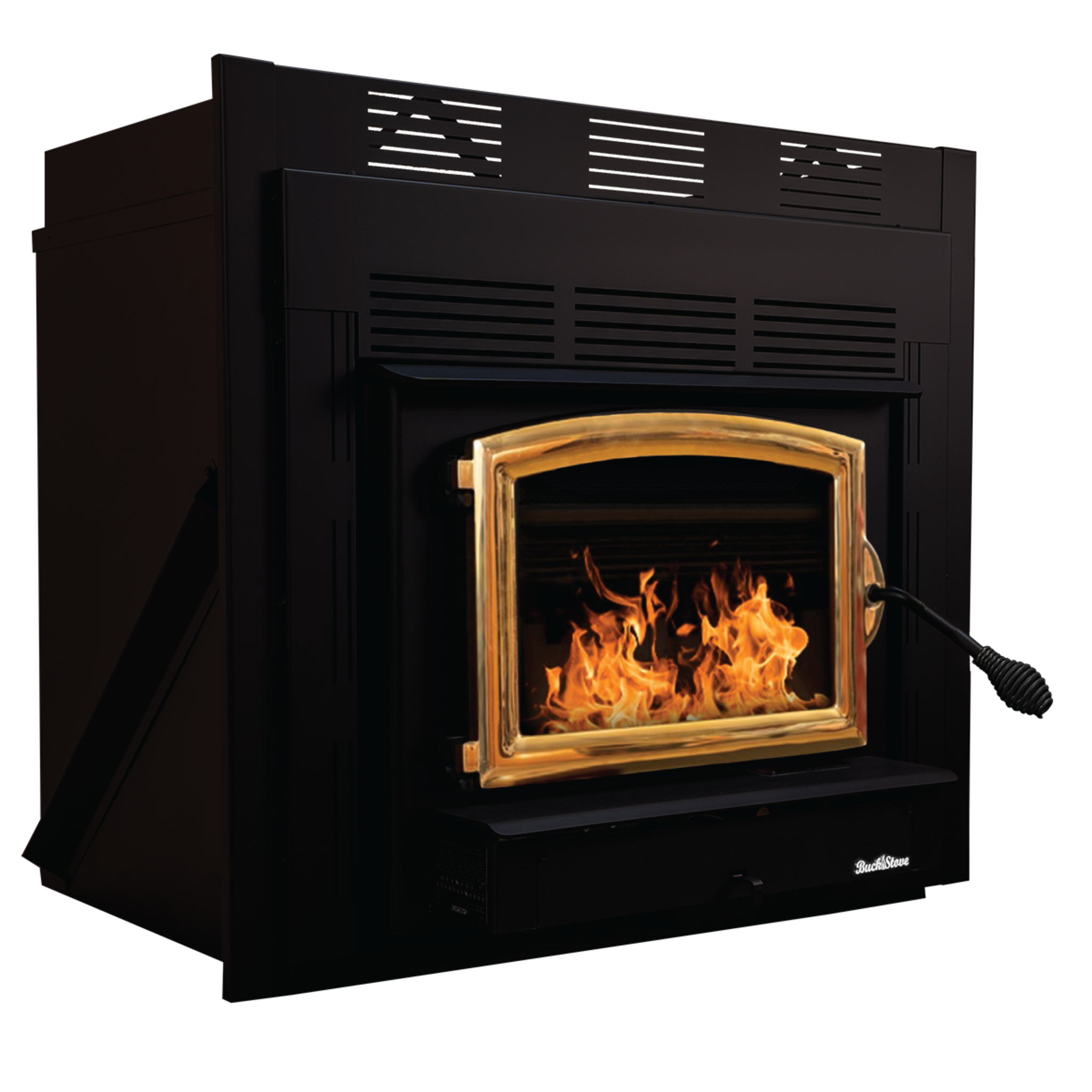 Model Zero-Clearance 74 Non-Catalytic Wood Stove with Gold Door & Standard Blower Assembly