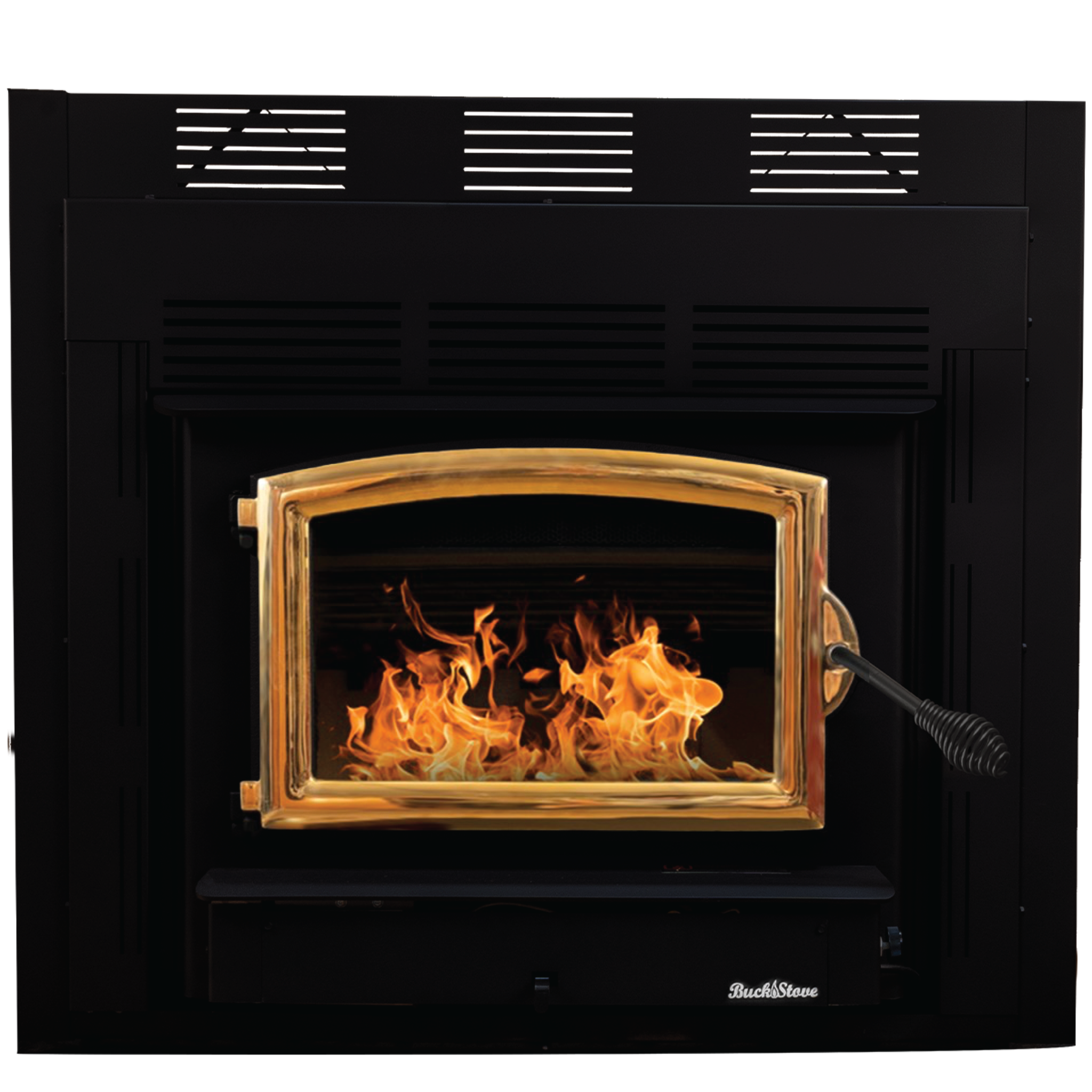 Model Zero-Clearance 74 Non-Catalytic Wood Stove with Gold Door & Standard Blower Assembly