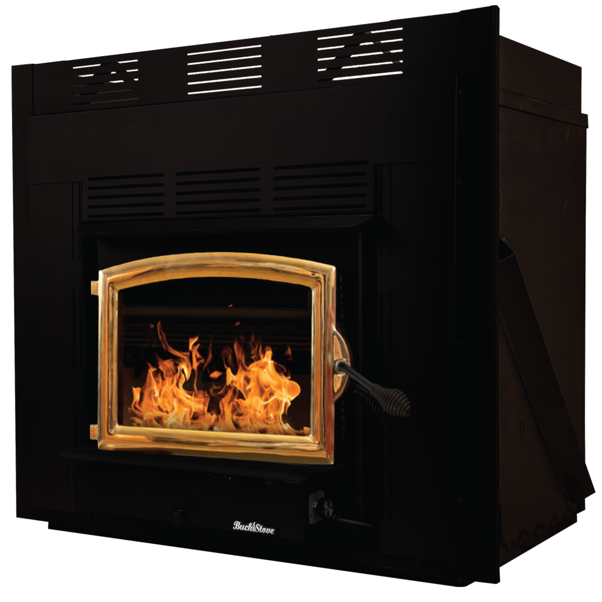 Model Zero-Clearance 21 Non-Catalytic Wood Stove with Gold Door & Standard Blower Assembly