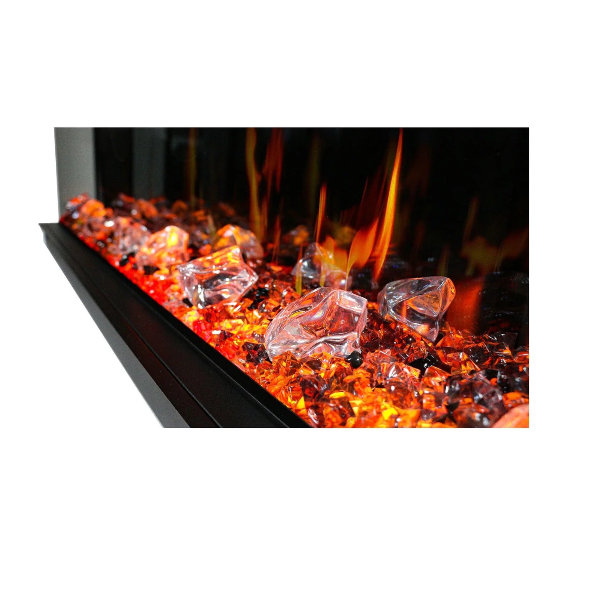 Litedeer Homes Warmcastle 3 Side Smart with Crushed Ice Rocks Electric Fireplace