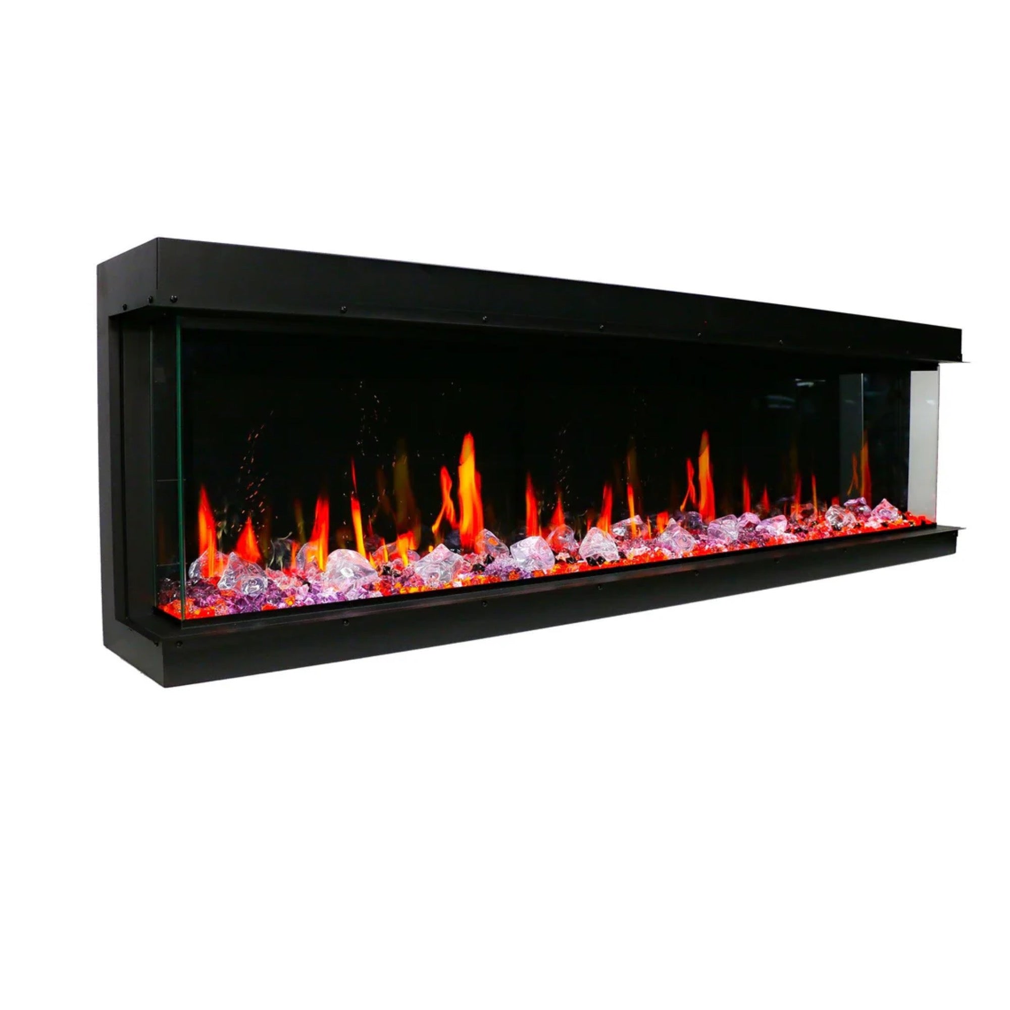 Litedeer Homes Warmcastle 3 Side Smart with Crushed Ice Rocks Electric Fireplace