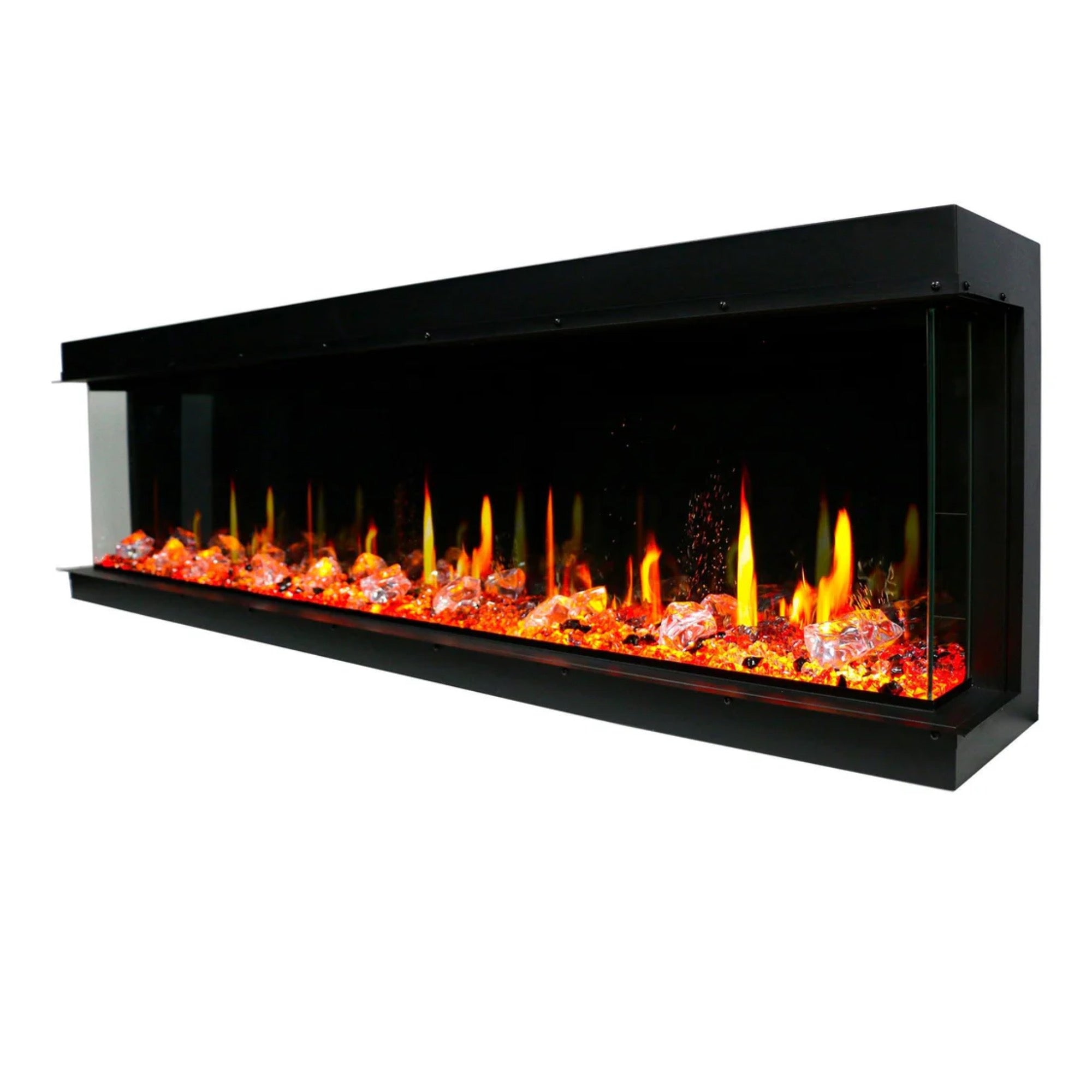 Litedeer Homes Warmcastle 3 Side Smart with Crushed Ice Rocks Electric Fireplace