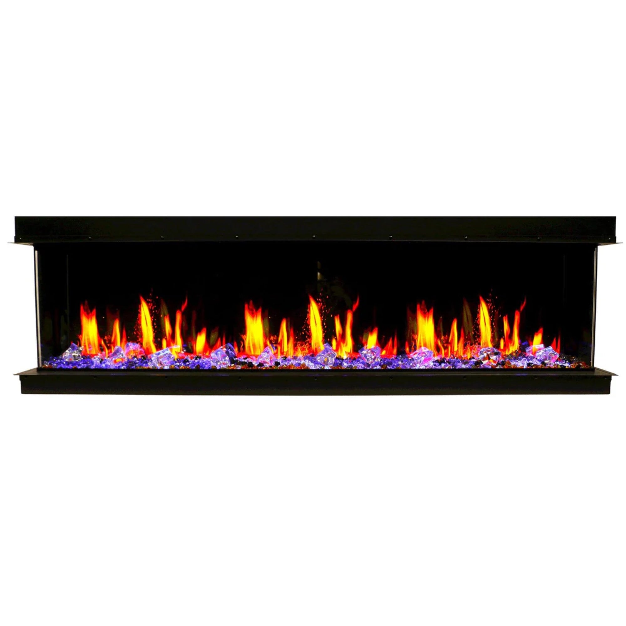 Litedeer Homes Warmcastle 3 Side Smart with Crushed Ice Rocks Electric Fireplace