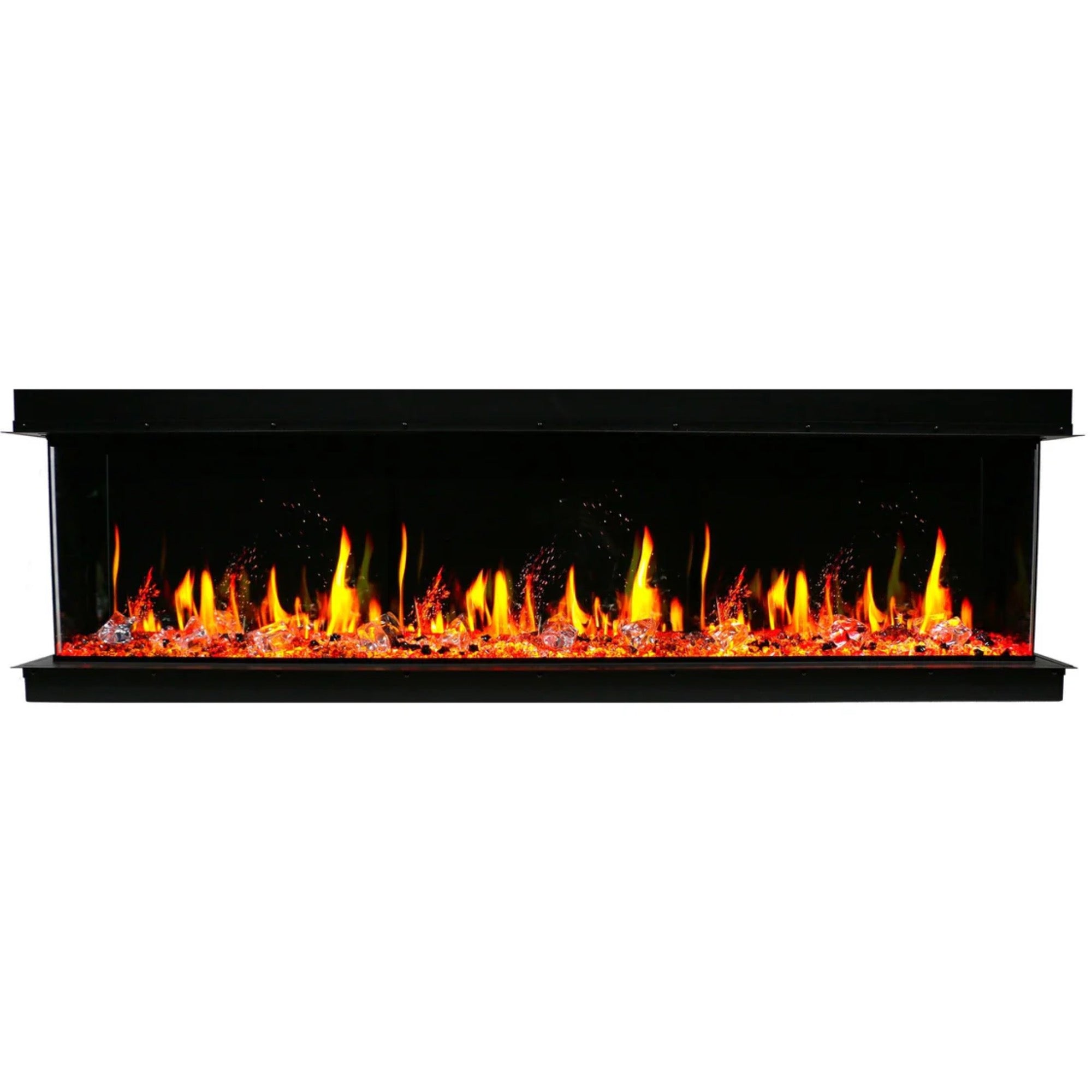 Litedeer Homes Warmcastle 3 Side Smart with Crushed Ice Rocks Electric Fireplace